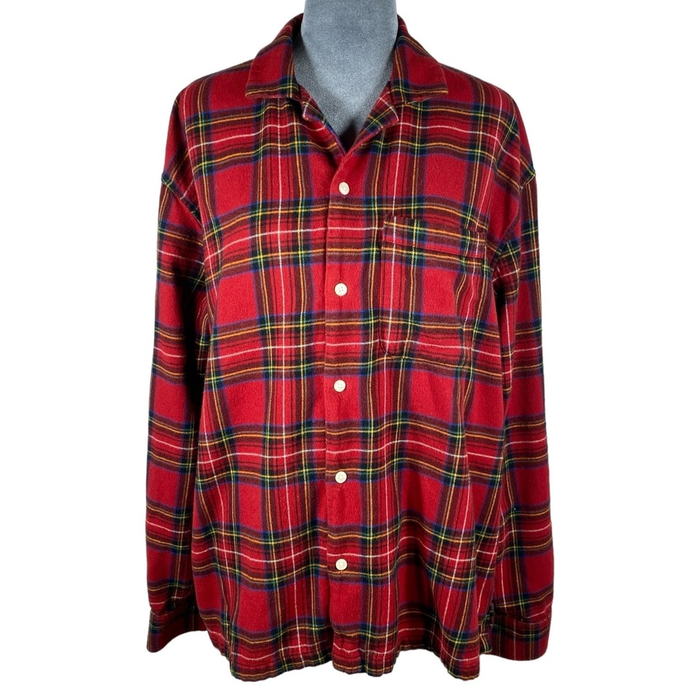 Abercrombie Flannel Pajama Shirt Women's Large Red Plaid Sleep Top‎ Soft A&F